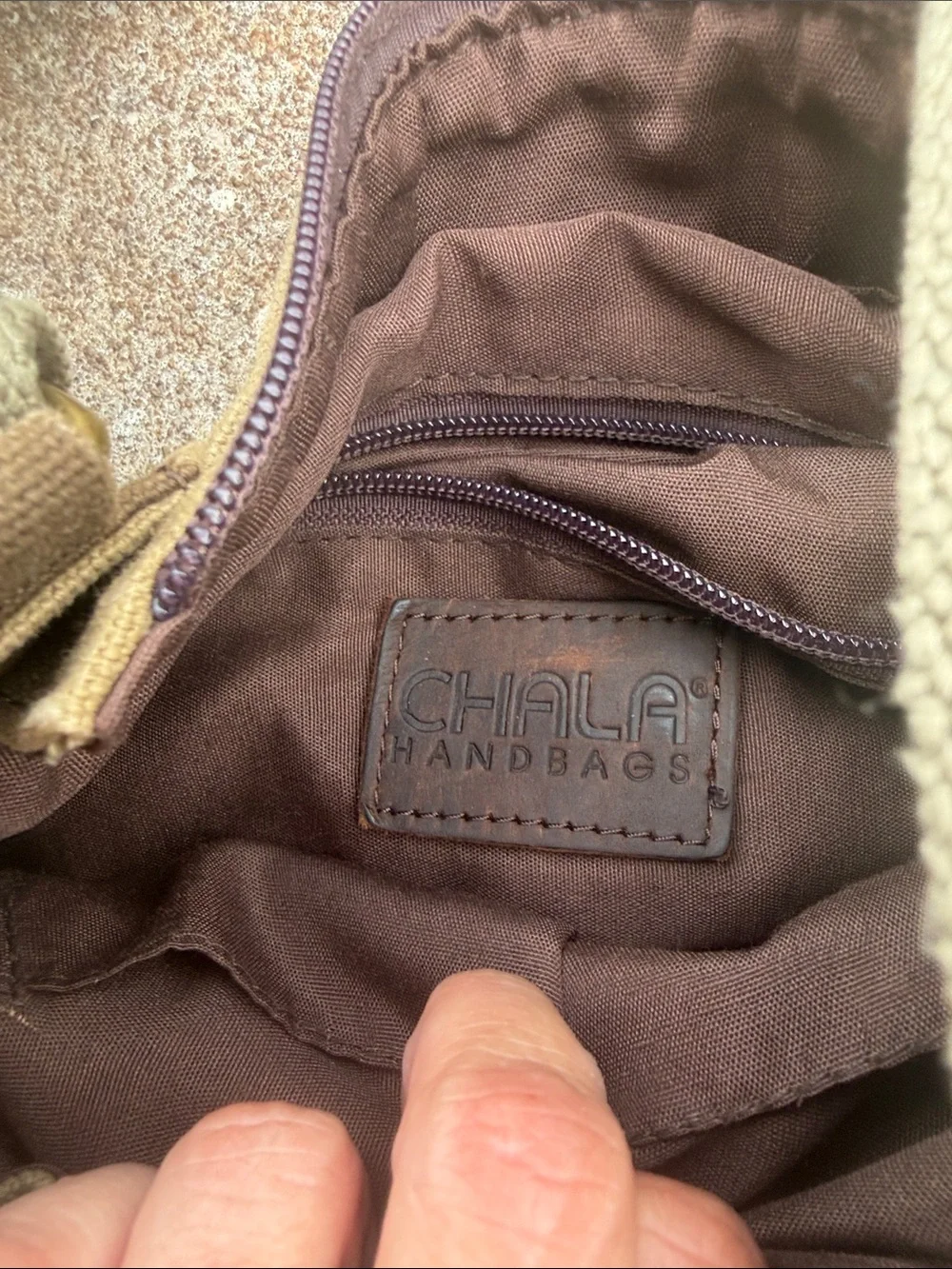 CHALA Canvas Crossbody Messenger Bag in Olive and Brown